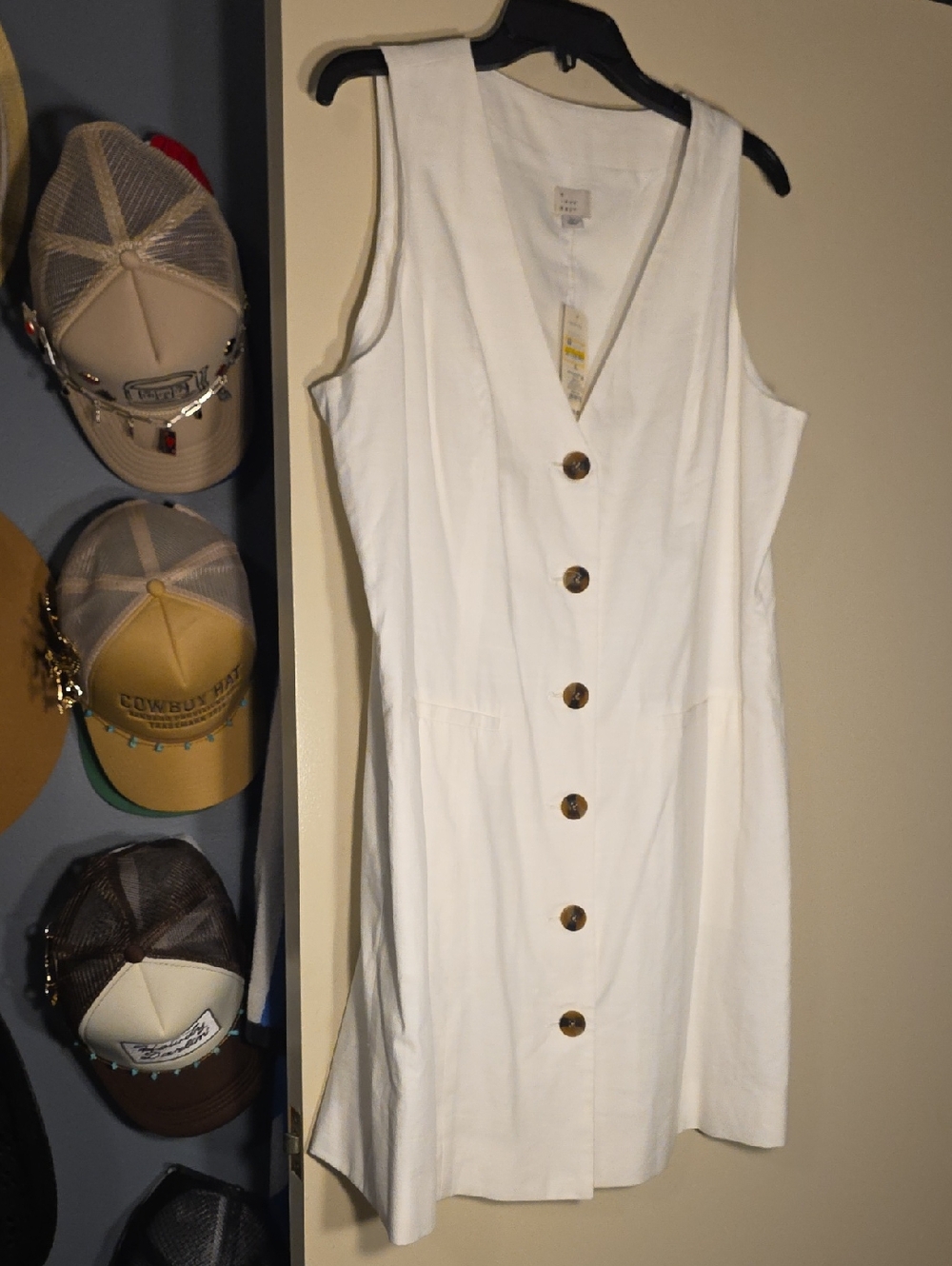 A New Day White Sleeveless Button-Front Midi Dress